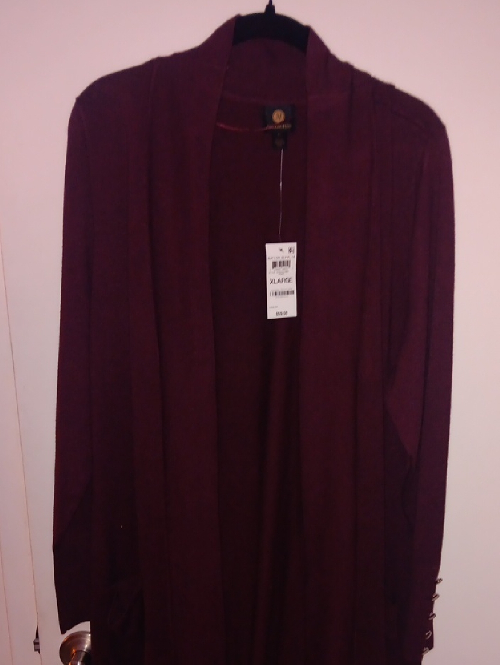 JM Collection Wine-Red Knit Cardigan